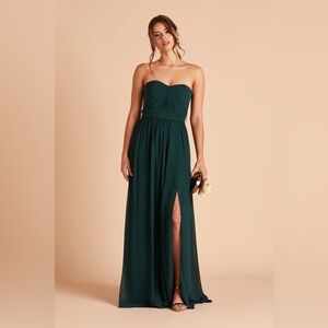 Elegant Strapless Green Evening Gown
